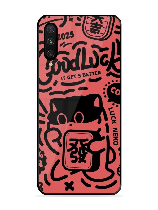 Lucky Cat Doodle Glossy Soft Edge Case for Xiaomi Mi A3