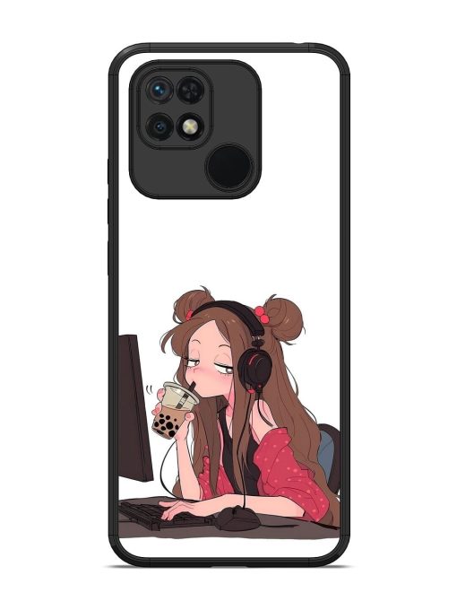 Girl Playing On Pc Glossy Soft Edge Case for Xiaomi Redmi 10 Chachhi