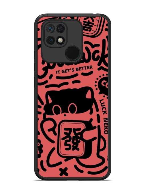 Lucky Cat Doodle Glossy Soft Edge Case for Xiaomi Redmi 10