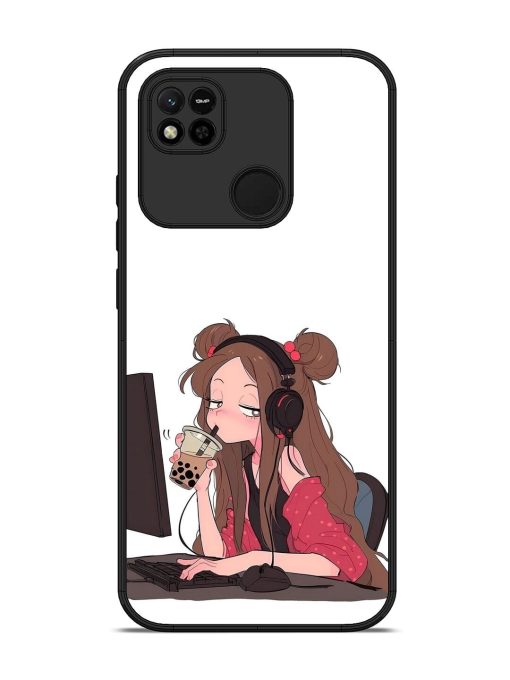 Girl Playing On Pc Glossy Soft Edge Case for Xiaomi Redmi 10A Chachhi