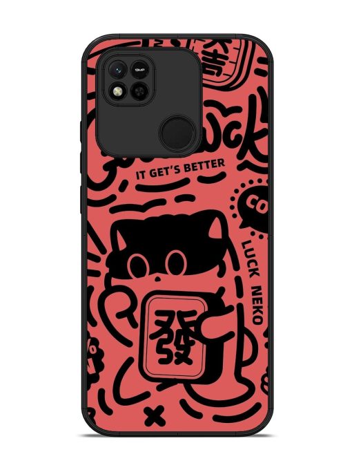 Lucky Cat Doodle Glossy Soft Edge Case for Xiaomi Redmi 10A Chachhi