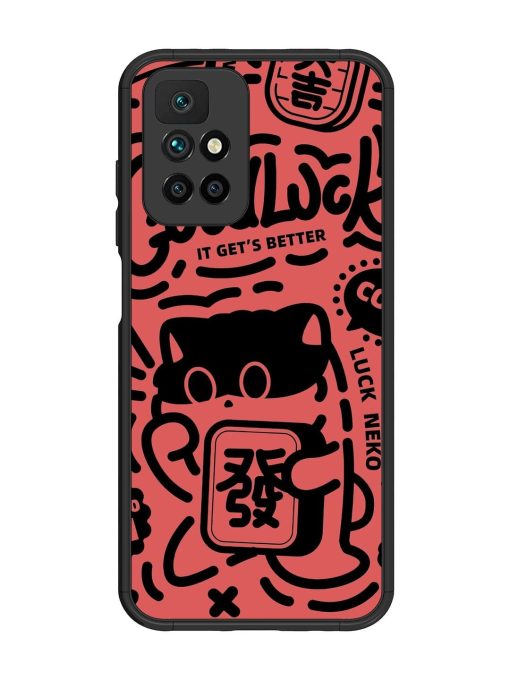 Lucky Cat Doodle Glossy Soft Edge Case for Xiaomi Redmi 10 Prime (2022) Chachhi