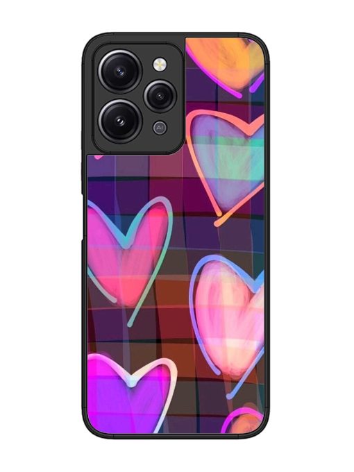 Neon Hearts Glossy Soft Edge Case for Xiaomi Redmi 12 (4G) Chachhi