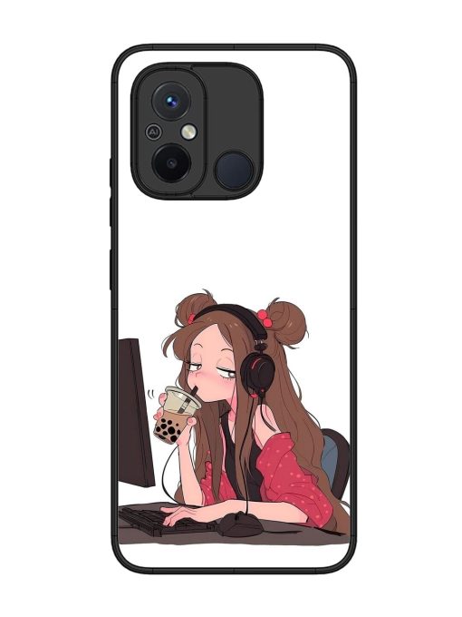 Girl Playing On Pc Glossy Soft Edge Case for Xiaomi Redmi 12C Chachhi