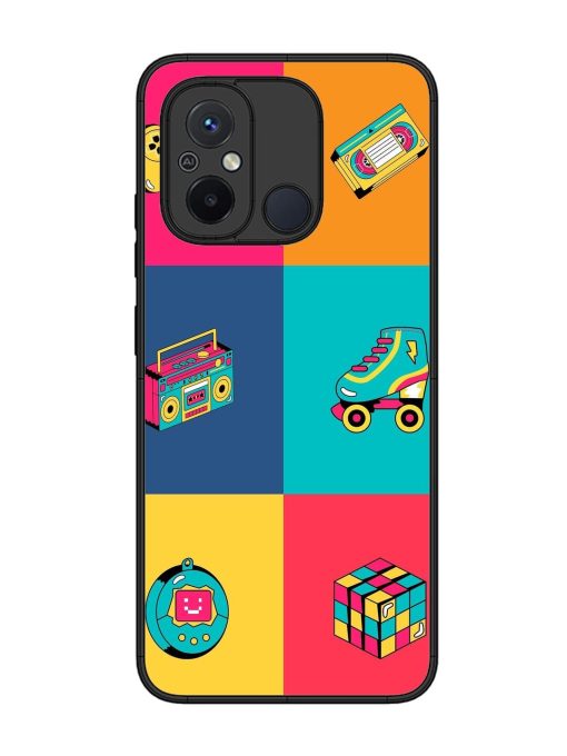 90S Throwback Grid Glossy Soft Edge Case for Xiaomi Redmi 12C Chachhi