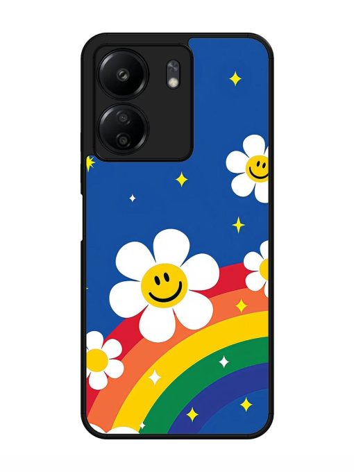 Happy Daisies And Rainbow Sky Glossy Soft Edge Case for Xiaomi Redmi 13C (4G) Chachhi