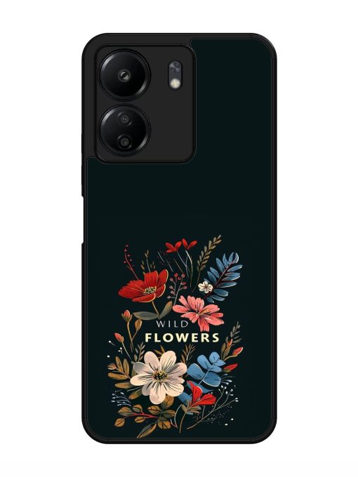 Dark Floral Glossy Soft Edge Case for Xiaomi Redmi 13C (4G) Chachhi