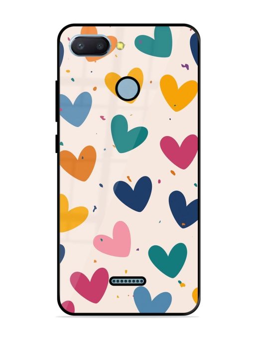 Rainbow Hearts Glossy Soft Edge Case for Xiaomi Redmi 6 Chachhi