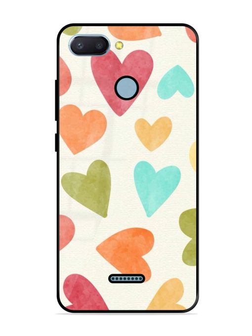 Watercolor Hearts Glossy Soft Edge Case for Xiaomi Redmi 6