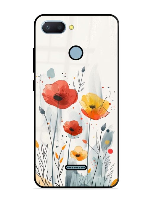 Poppy Fields Glossy Soft Edge Case for Xiaomi Redmi 6 Chachhi