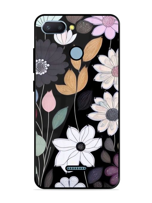 Whimsical Blooms On Black Glossy Soft Edge Case for Xiaomi Redmi 6 Chachhi