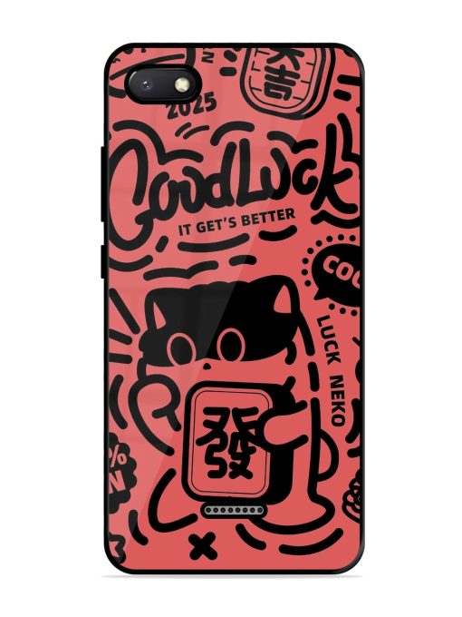 Lucky Cat Doodle Glossy Soft Edge Case for Xiaomi Redmi 6A Chachhi