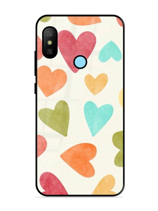 Watercolor Hearts Glossy Soft Edge Case for Xiaomi Redmi 6 Pro Chachhi