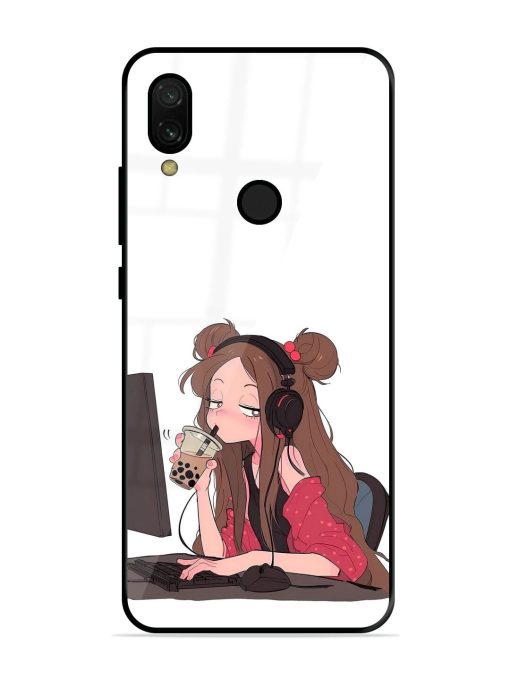 Girl Playing On Pc Glossy Soft Edge Case for Xiaomi Redmi 7 Chachhi