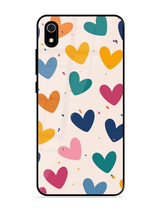 Rainbow Hearts Glossy Soft Edge Case for Xiaomi Redmi 7A Chachhi