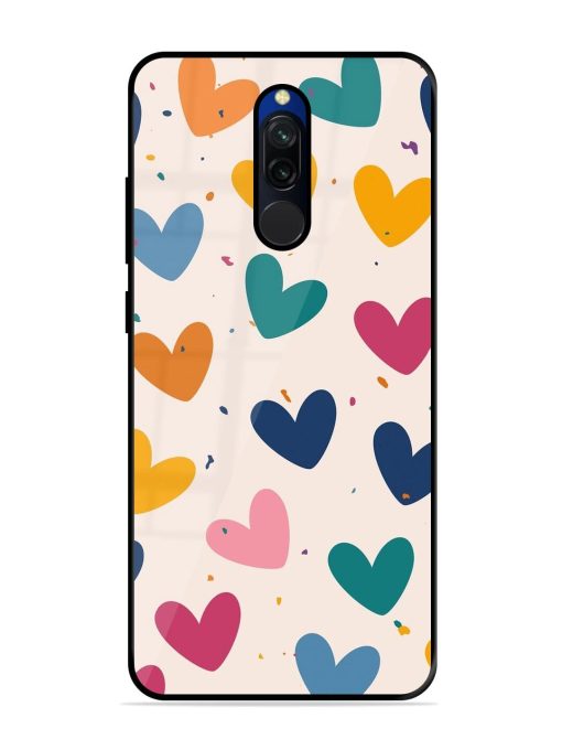 Rainbow Hearts Glossy Soft Edge Case for Xiaomi Redmi 8