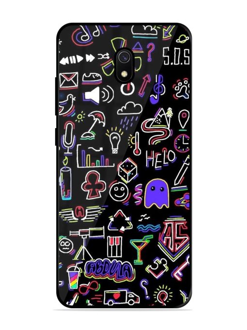 Neon Doodle Glossy Soft Edge Case for Xiaomi Redmi 8A Chachhi