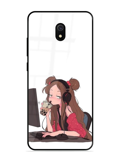 Girl Playing On Pc Glossy Soft Edge Case for Xiaomi Redmi 8A Chachhi