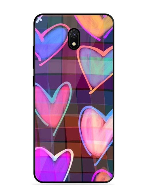 Neon Hearts Glossy Soft Edge Case for Xiaomi Redmi 8A Chachhi