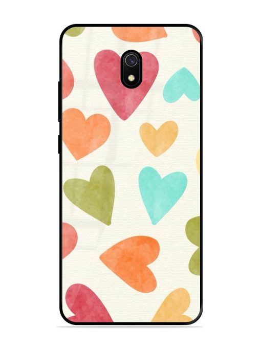 Watercolor Hearts Glossy Soft Edge Case for Xiaomi Redmi 8A