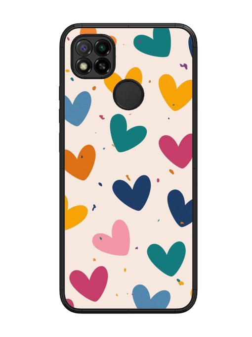 Rainbow Hearts Glossy Soft Edge Case for Xiaomi Redmi 9 Chachhi