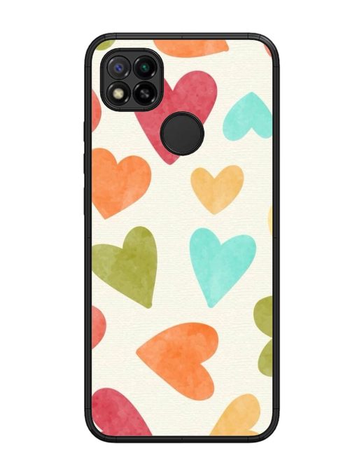 Watercolor Hearts Glossy Soft Edge Case for Xiaomi Redmi 9