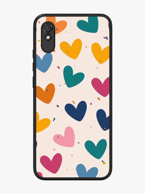 Rainbow Hearts Glossy Soft Edge Case for Xiaomi Redmi 9A Chachhi