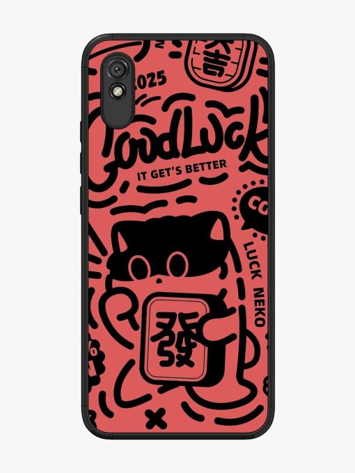 Lucky Cat Doodle Glossy Soft Edge Case for Xiaomi Redmi 9I Chachhi