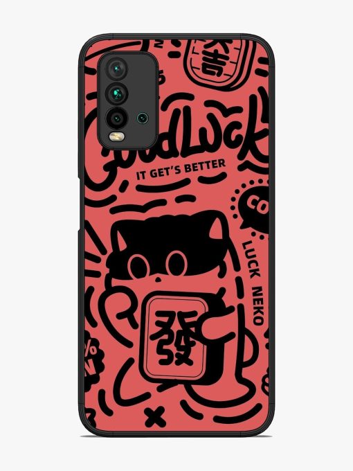 Lucky Cat Doodle Glossy Soft Edge Case for Xiaomi Redmi 9 Power Chachhi