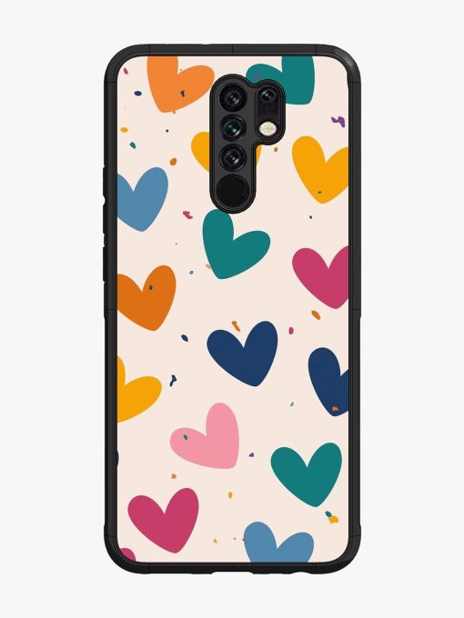 Rainbow Hearts Glossy Soft Edge Case for Xiaomi Redmi 9 Prime Chachhi