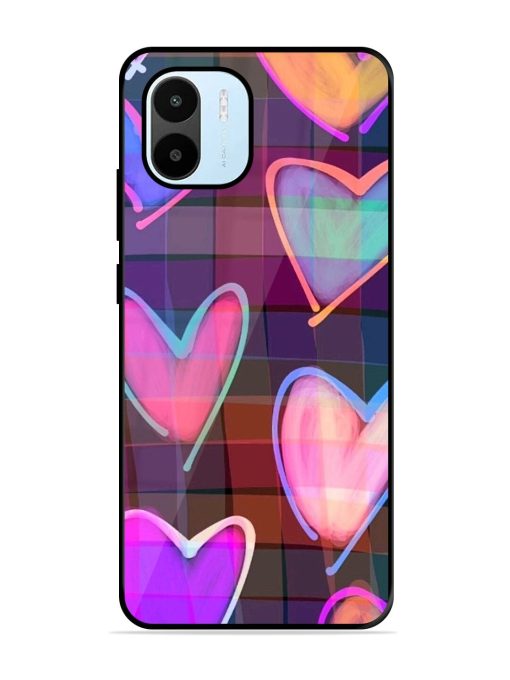 Neon Hearts Glossy Soft Edge Case for Xiaomi Redmi A1 (2022) Chachhi