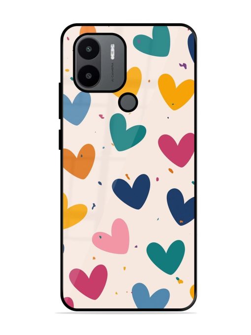 Rainbow Hearts Glossy Soft Edge Case for Xiaomi Redmi A1 Plus Chachhi