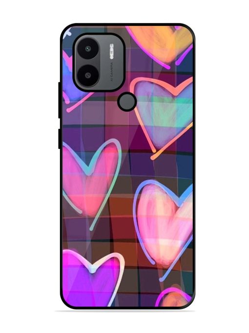 Neon Hearts Glossy Soft Edge Case for Xiaomi Redmi A1 Plus Chachhi