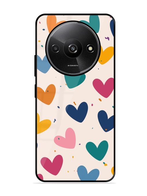 Rainbow Hearts Glossy Soft Edge Case for Xiaomi Redmi A3 (2024) Chachhi