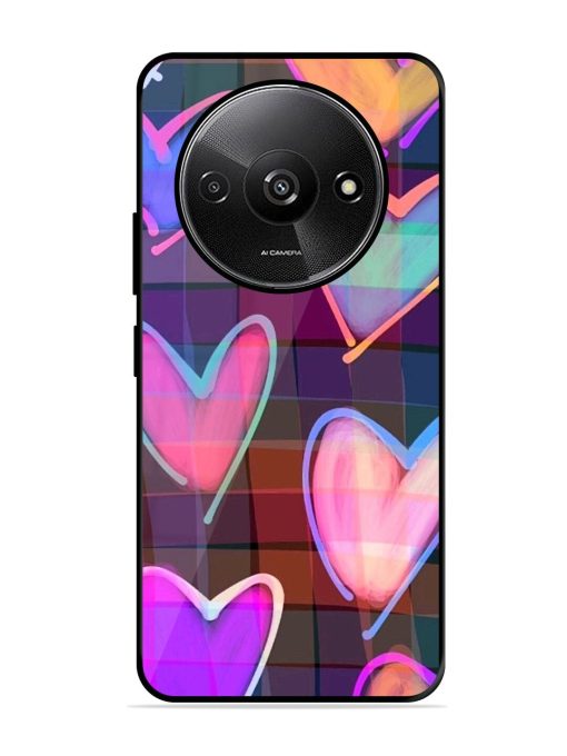 Neon Hearts Glossy Soft Edge Case for Xiaomi Redmi A3 (2024)