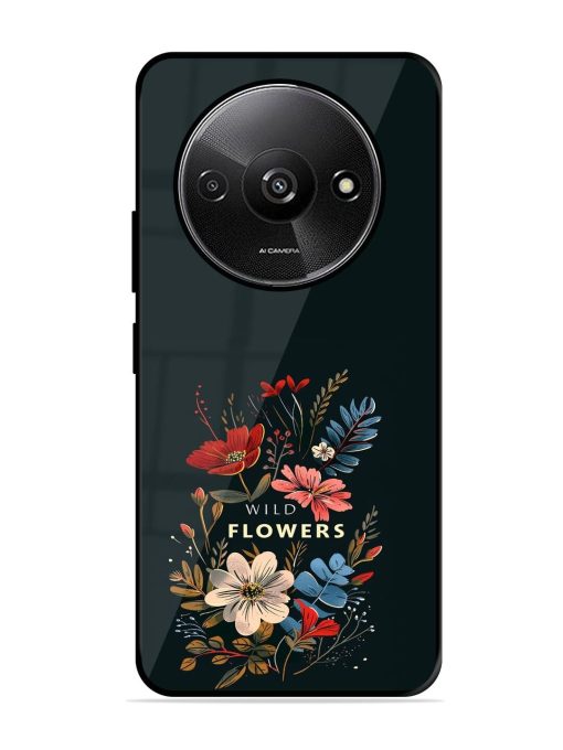 Dark Floral Glossy Soft Edge Case for Xiaomi Redmi A3 (2024) Chachhi