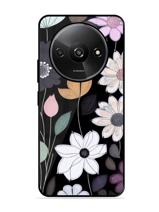 Whimsical Blooms On Black Glossy Soft Edge Case for Xiaomi Redmi A3 (2024) Chachhi