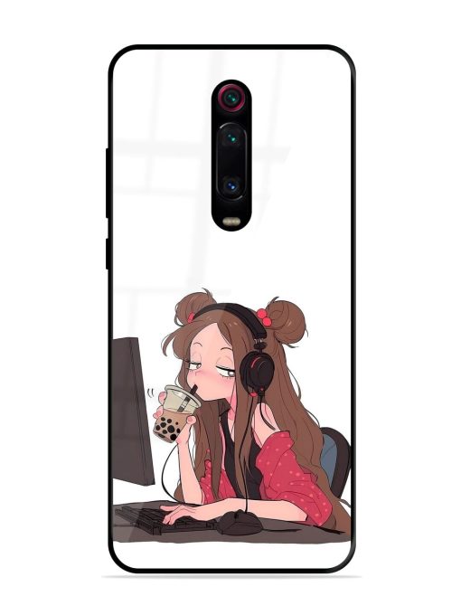 Girl Playing On Pc Glossy Soft Edge Case for Xiaomi Redmi K20 Pro Chachhi