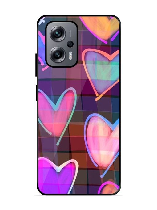 Neon Hearts Glossy Soft Edge Case for Xiaomi Redmi K50I (5G) Chachhi