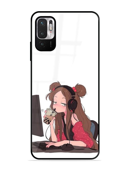 Girl Playing On Pc Glossy Soft Edge Case for Xiaomi Redmi Note 10T (5G) Chachhi