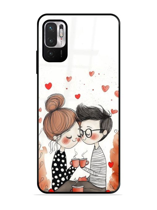 Couple Seating With Coffee Glossy Soft Edge Case for Xiaomi Redmi Note 10T (5G) Chachhi