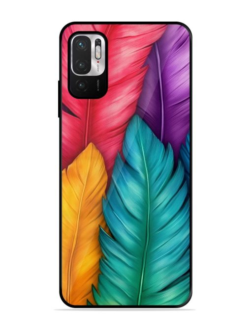 Rainbow Feathers Glossy Soft Edge Case for Xiaomi Redmi Note 10T (5G) Chachhi