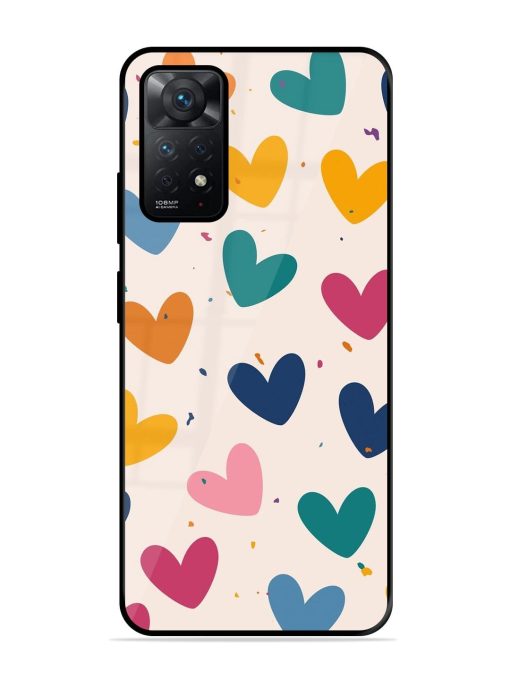 Rainbow Hearts Glossy Soft Edge Case for Xiaomi Redmi Note 11 Chachhi