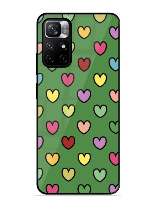 Rainbow Heart Parade Glossy Soft Edge Case for Xiaomi Redmi Note 11T (5G) Chachhi