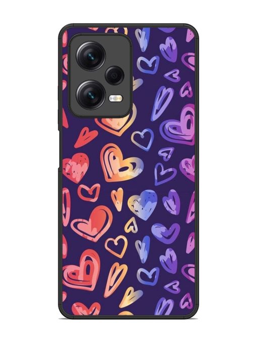 Rainbow Hearts Glossy Soft Edge Case for Xiaomi Redmi Note 12 Pro (5G) Chachhi