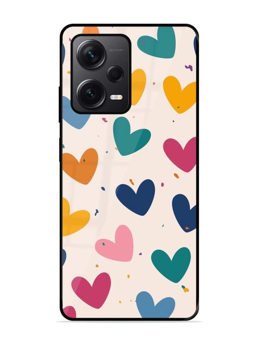 Rainbow Hearts Glossy Soft Edge Case for Xiaomi Redmi Note 12 Pro Plus (5G) Chachhi