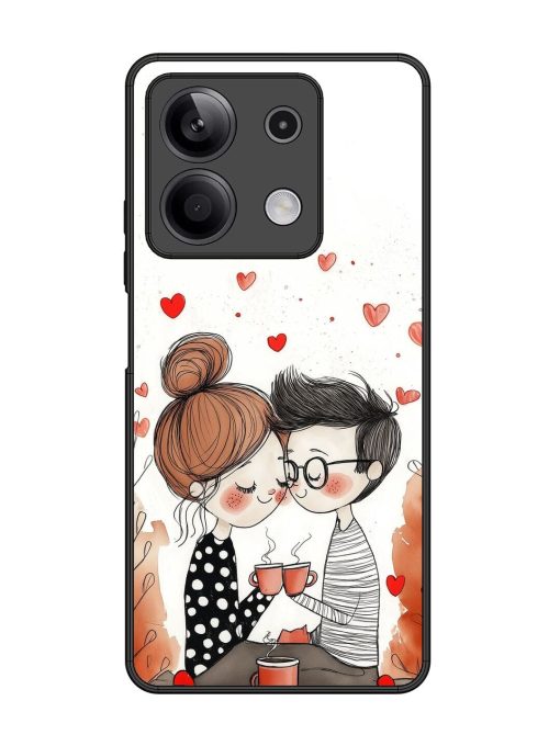 Couple Seating With Coffee Glossy Soft Edge Case for Xiaomi Redmi Note 13 (5G) Chachhi