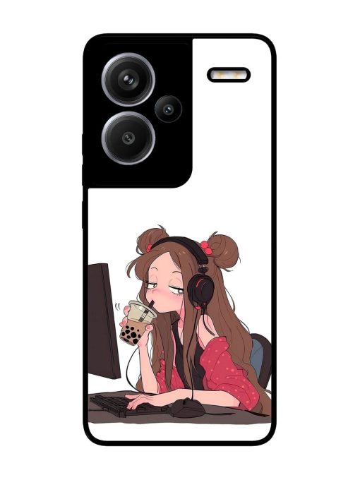 Girl Playing On Pc Glossy Soft Edge Case for Xiaomi Redmi Note 13 Pro Plus (5G) Chachhi