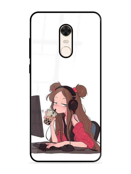 Girl Playing On Pc Glossy Soft Edge Case for Xiaomi Redmi Note 5 Chachhi