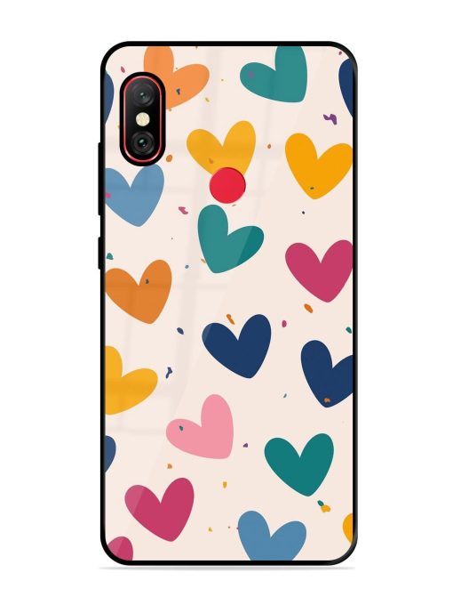 Rainbow Hearts Glossy Soft Edge Case for Xiaomi Redmi Note 6 Pro Chachhi